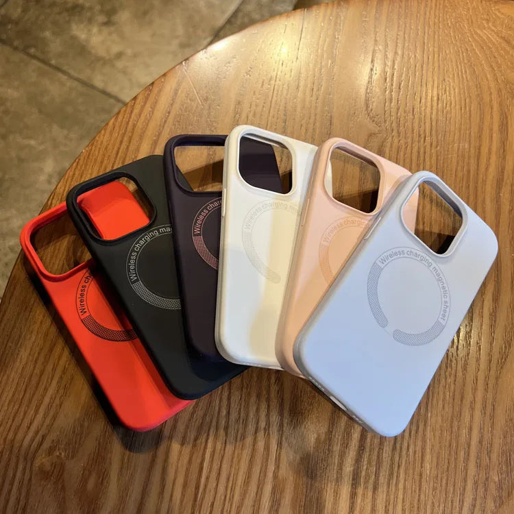 Magnetic Liquid Silicone Microfiber Soft Shockproof Mobile Phone Cases For iPhone
