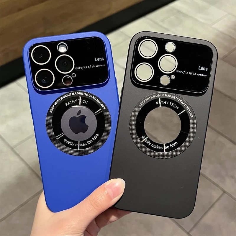 iPhone Frosted MagSafe Case With Full Lens Glass Original (Blue)