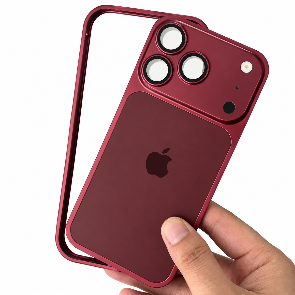 iPhone 18 Pro Look Converter Case for iPhone 13–17 Pro | Dark Cherry