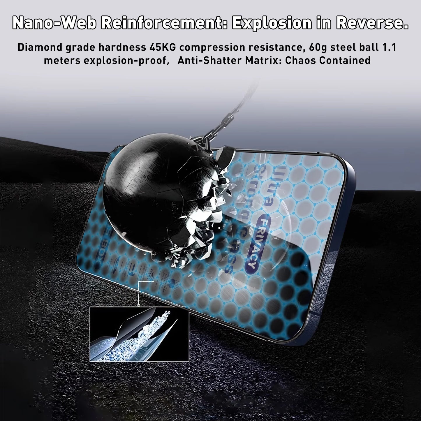 iPhone Privacy Anti-Spy Glass Screen Protector with applying kit