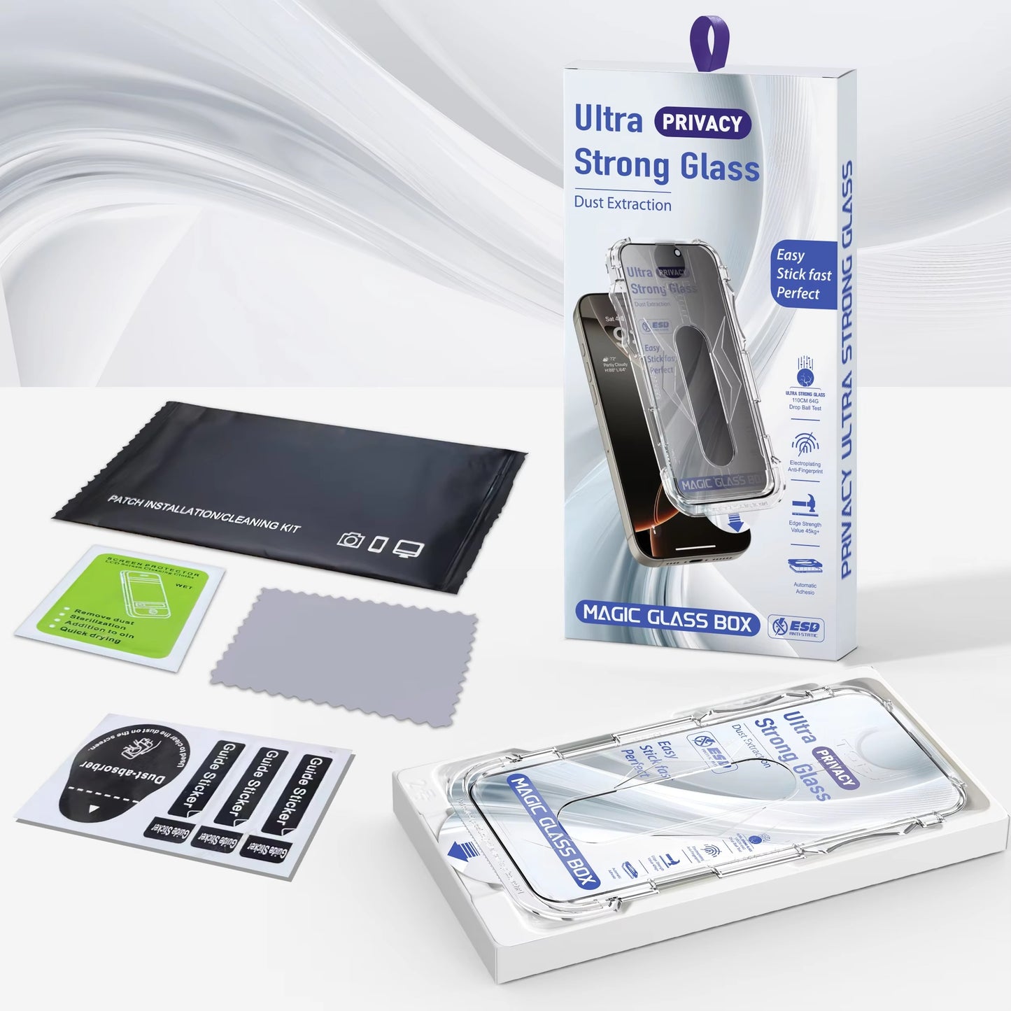 iPhone Privacy Anti-Spy Glass Screen Protector with applying kit