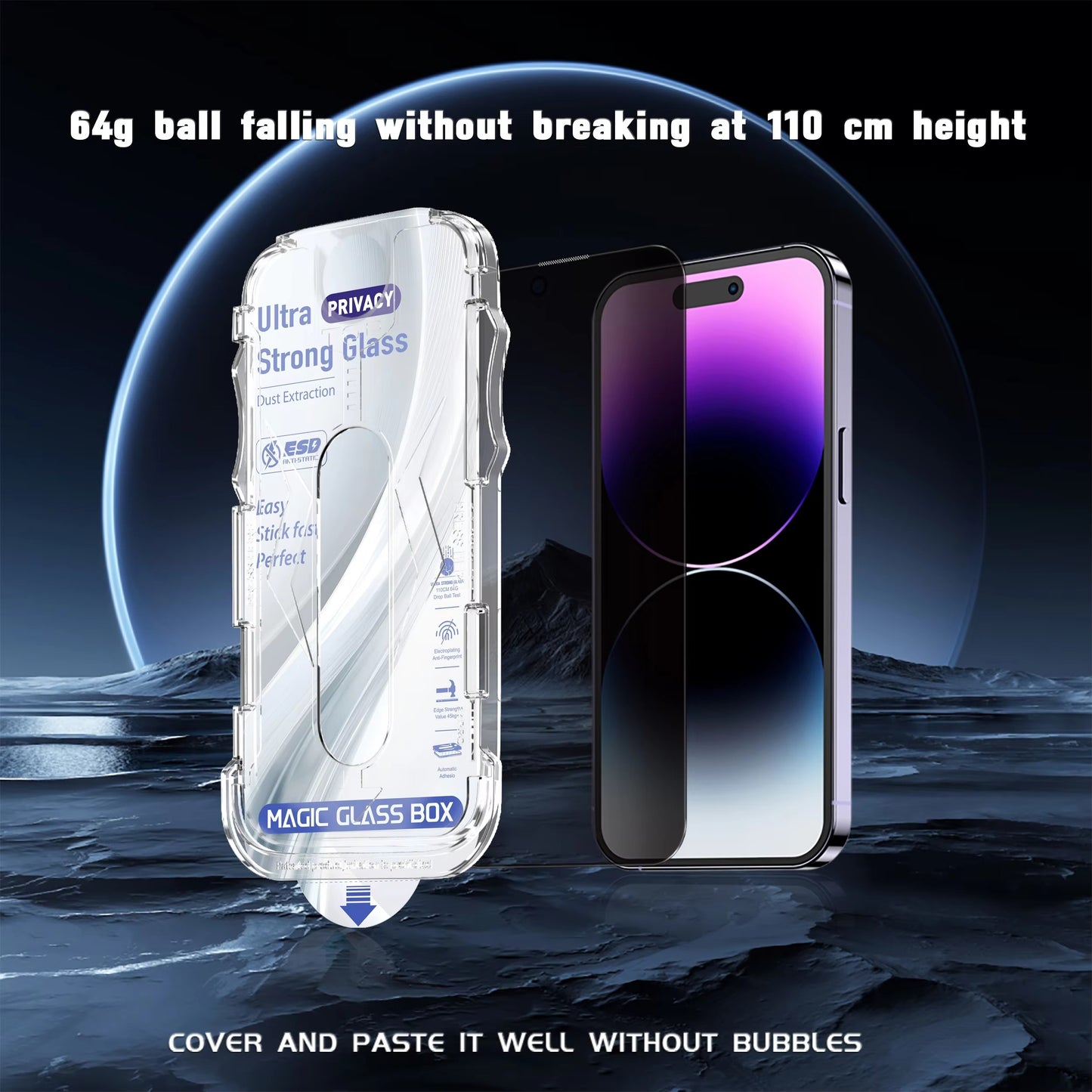 iPhone Privacy Anti-Spy Glass Screen Protector with applying kit