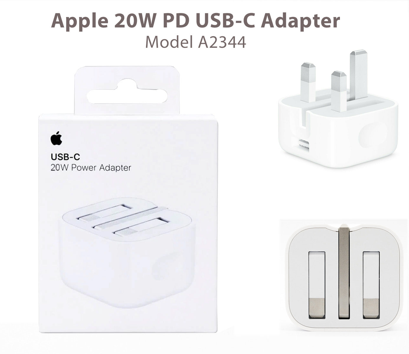 Pack of 2 :20w Original 3 Pin Adapter with 20w Lightning Cable