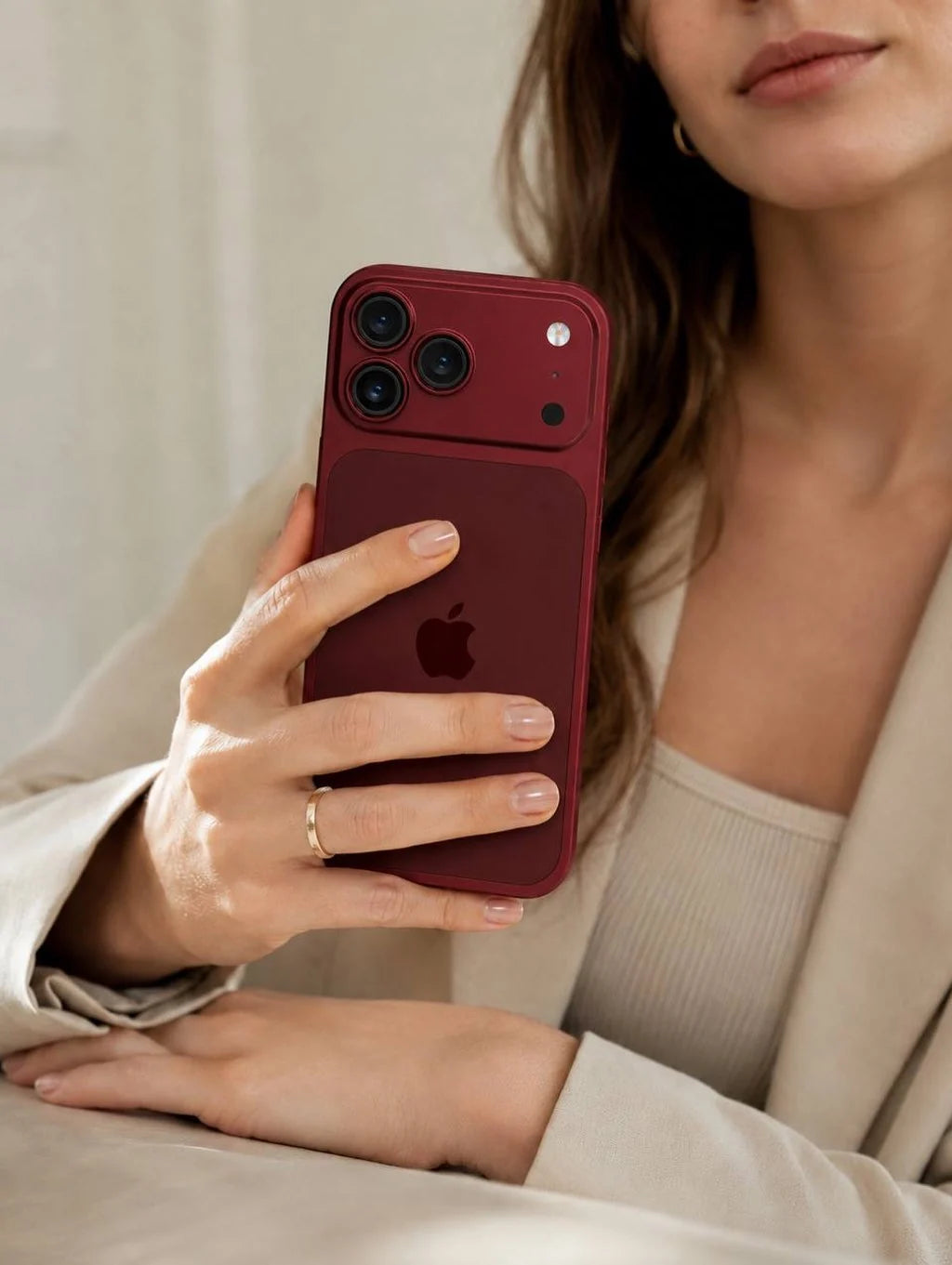 iPhone 18 Pro Look Converter Case for iPhone 13–17 Pro | Dark Cherry